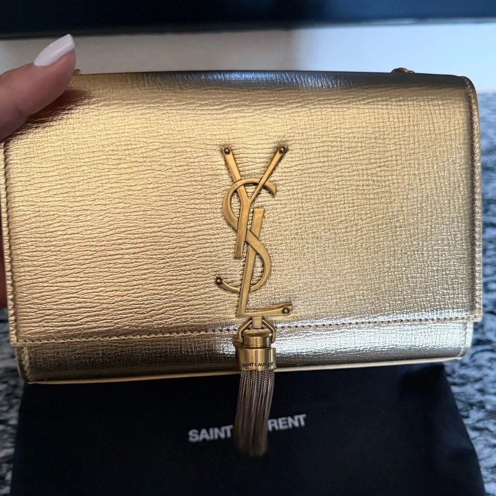 Saint Laurent YSL KATE SMALL TASSEL IN METALLIC LEATHER - Picture 3 of 9